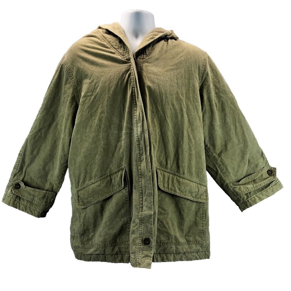 Vintage NY 10018 Mens S Canvas Khaki RN# 86903 Quilted Cotton Lined Flack Jacket